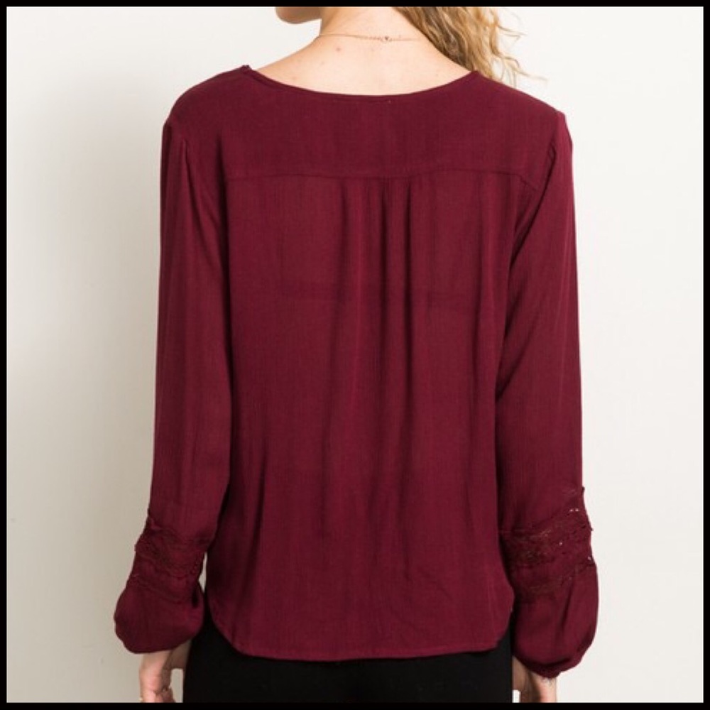 Cross-Over Blouse in Wine - Picture 3 of 6